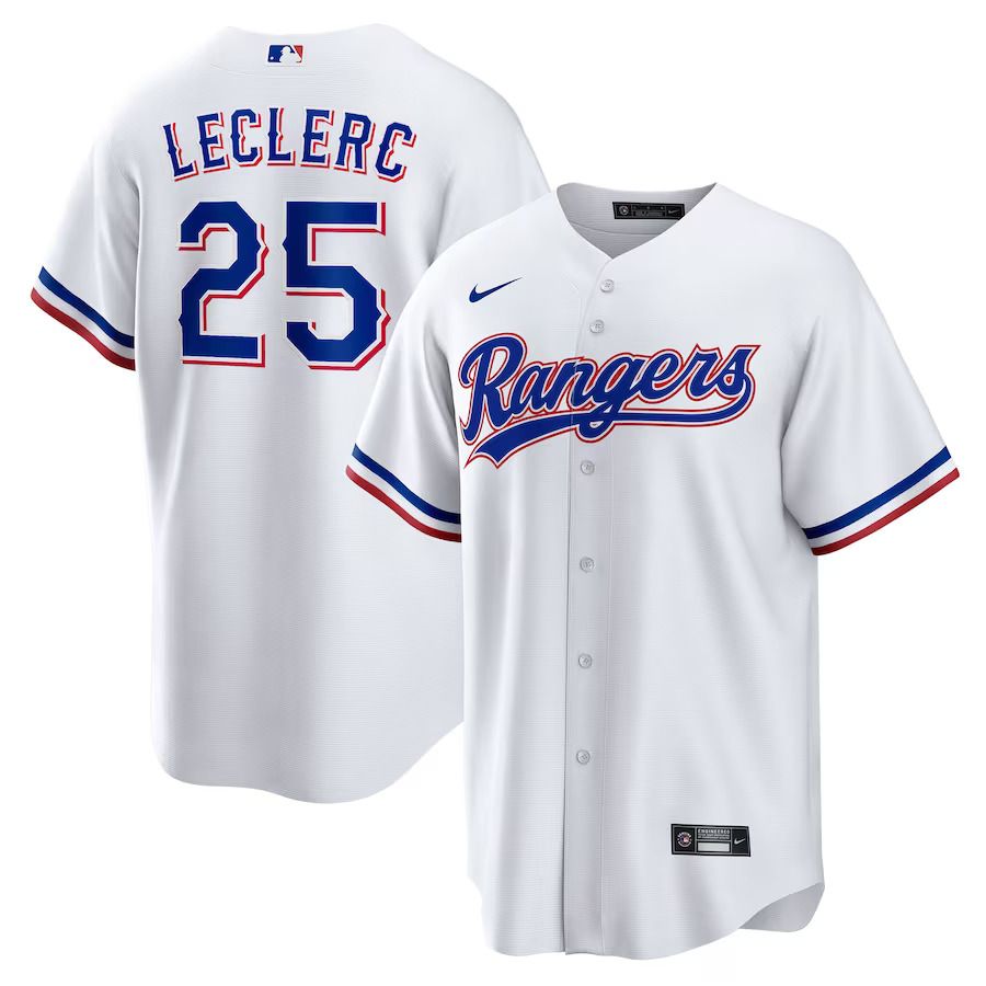 Men Texas Rangers #25 Jose Leclerc Nike White Home Replica Player MLB Jersey